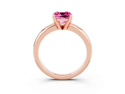 Rose gold Cushion Cut Pink Sapphire Solitaire Engagement Ring with Round Band and Four-Prong Setting_27