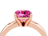 Rose gold Cushion Cut Pink Sapphire Solitaire Engagement Ring with Round Band and Four-Prong Setting_28
