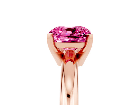 Rose gold Cushion Cut Pink Sapphire Solitaire Engagement Ring with Round Band and Four-Prong Setting_29