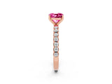 Rose gold Cushion Cut Pink Sapphire Solitaire Pavé Band with Four-Prong Setting_26