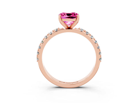 Rose gold Cushion Cut Pink Sapphire Solitaire Pavé Band with Four-Prong Setting_27