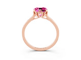 Rose gold Cushion Cut Pink Sapphire Solitaire Ring with Flower Prong Setting and Classic Band_15