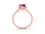 Rose gold Cushion Cut Pink Sapphire Solitaire Ring with Flower Prong Setting and Classic Band_39
