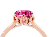 Rose gold Cushion Cut Pink Sapphire Solitaire Ring with Flower Prong Setting and Classic Band_40