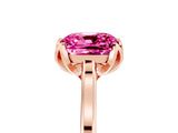 Rose gold Cushion Cut Pink Sapphire Solitaire Ring with Flower Prong Setting and Classic Band_41