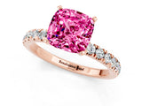 Rose gold Cushion Cut Pink Sapphire Solitaire Ring with Pavé Accents and Four-Prong Setting_25