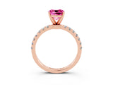Rose gold Cushion Cut Pink Sapphire Solitaire Ring with Pavé Accents and Four-Prong Setting_27