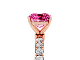 Rose gold Cushion Cut Pink Sapphire Solitaire Ring with Pavé Accents and Four-Prong Setting_29
