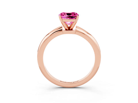 Rose gold Cushion Cut Pink Sapphire Solitaire Ring with Six-Prong Setting and Classic Band_3