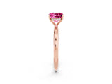 Rose gold Cushion Cut Pink Sapphire Solitaire Ring with Thin Band and Four-Prong Setting_26