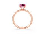 Rose gold Cushion Cut Pink Sapphire Solitaire Ring with Thin Band and Four-Prong Setting_27