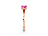 Rose gold Cushion Cut Pink Sapphire Solitaire Ring with Thin Band and Prong Setting_14