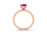 Rose gold Cushion Cut Pink Sapphire Solitaire Ring with Thin Band and Prong Setting_15