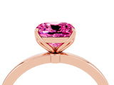 Rose gold Cushion Cut Pink Sapphire Solitaire Ring with Thin Band and Prong Setting_16