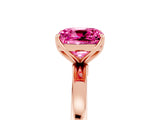 Rose gold Cushion Cut Pink Sapphire Solitaire Ring with Thin Band and Prong Setting_17