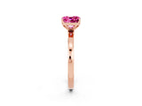 Rose gold Cushion Cut Pink Sapphire Solitaire Ring with Thin Band and Prong Setting_26