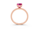 Rose gold Cushion Cut Pink Sapphire Solitaire Ring with Thin Band and Prong Setting_27
