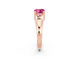 Rose gold Cushion Cut Pink Sapphire Solitaire Ring with Wide Band and Prong Setting_26