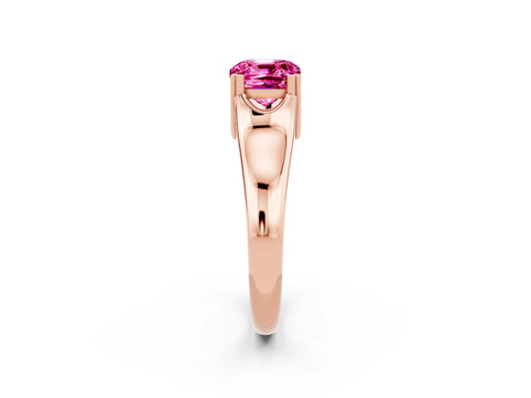 Rose gold Cushion Cut Pink Sapphire Solitaire Ring with Wide Band and Prong Setting_26