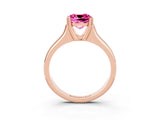 Rose gold Cushion Cut Pink Sapphire Solitaire Ring with Wide Band and Prong Setting_27