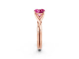 Rose gold Cushion Cut Pink Sapphire Solitaire Twist Band Prong Setting Ring_126