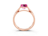Rose gold Cushion Cut Pink Sapphire Solitaire Twist Band Prong Setting Ring_127
