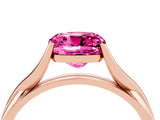 Rose gold Cushion Cut Pink Sapphire Solitaire Twist Band Prong Setting Ring_128