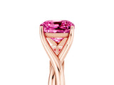 Rose gold Cushion Cut Pink Sapphire Solitaire Twist Band Prong Setting Ring_129