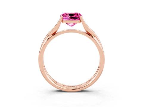 Rose gold Cushion Cut Pink Sapphire Solitaire Twist Band Prong Setting Ring_75
