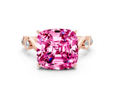Rose gold Cushion Cut Pink Sapphire Solitaire Twisted Band with Round  Accents and Prong Setting_12