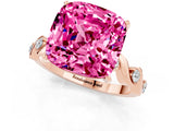 Rose gold Cushion Cut Pink Sapphire Solitaire Twisted Band with Round  Accents and Prong Setting_13