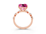 Rose gold Cushion Cut Pink Sapphire Solitaire Twisted Band with Round  Accents and Prong Setting_15