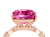 Rose gold Cushion Cut Pink Sapphire Solitaire Twisted Band with Round  Accents and Prong Setting_16
