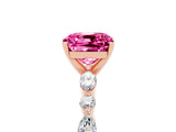 Rose gold Cushion Cut Pink Sapphire Solitaire with Side Stones on a Pavé Band and Four-Prong Setting_29