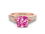 Rose gold Cushion Cut Pink Sapphire Split Shank Engagement Ring with Pavé Band_24