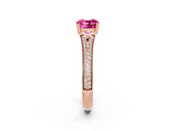 Rose gold Cushion Cut Pink Sapphire Split Shank Engagement Ring with Pavé Band_26