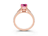 Rose gold Cushion Cut Pink Sapphire Split Shank Engagement Ring with Pavé Band_27
