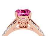 Rose gold Cushion Cut Pink Sapphire Split Shank Engagement Ring with Pavé Band_28
