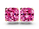 Rose gold Cushion Cut Pink Sapphire Stud Earrings_36