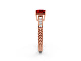 Rose gold Cushion Cut Ruby Engagement Ring with Milgrain Channel Set Band and Prong Setting_2