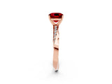 Rose gold Cushion Cut Ruby Engagement Ring with Side Stone Accents and Four-Prong Setting_26