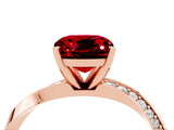 Rose gold Cushion Cut Ruby Engagement Ring with Side Stone Accents and Four-Prong Setting_28