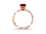 Rose gold Cushion Cut Ruby Engagement Ring with Side Stone Accents and Four-Prong Setting_87
