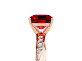 Rose gold Cushion Cut Ruby Engagement Ring with Side Stone Accents and Four-Prong Setting_89