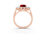 Rose gold Cushion Cut Ruby Floral Double Halo Engagement Ring with Prong Setting_64
