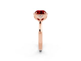 Rose gold Cushion Cut Ruby Halo Ring with Tapered Band and Four-Prong Setting_2