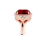 Rose gold Cushion Cut Ruby Halo Ring with Tapered Band and Four-Prong Setting_5