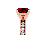 Rose gold Cushion Cut Ruby Milgrain Pavé Engagement Ring with Four-Prong Setting_17