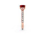 Rose gold Cushion Cut Ruby Pave Band Solitaire Ring with Four-Prong Setting_26