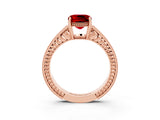 Rose gold Cushion Cut Ruby Ring with Milgrain Pavé Band and Four-Prong Setting_15